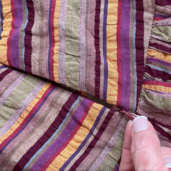 PEARL multi-color striped mini skirt w/satin ribbon size medium - Picture 6 of 10